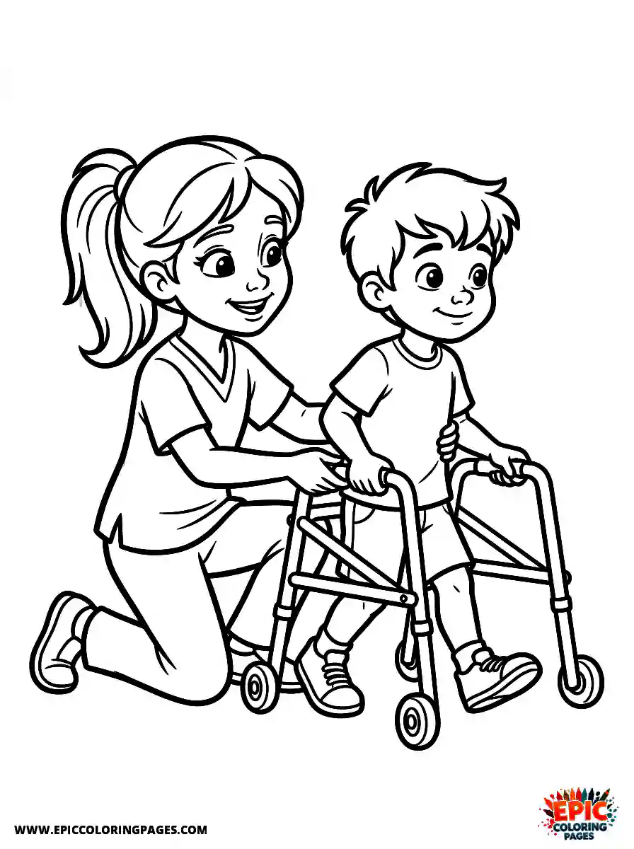 2D Disney Style Girl 2d disney style girl dressed as physical therapist helping