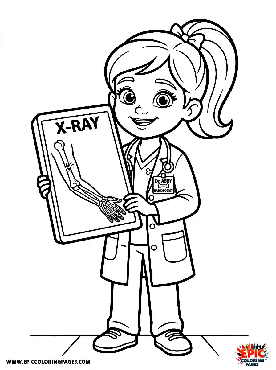 2D Disney Style Girl 2d disney style girl dressed as radiologist holding xray