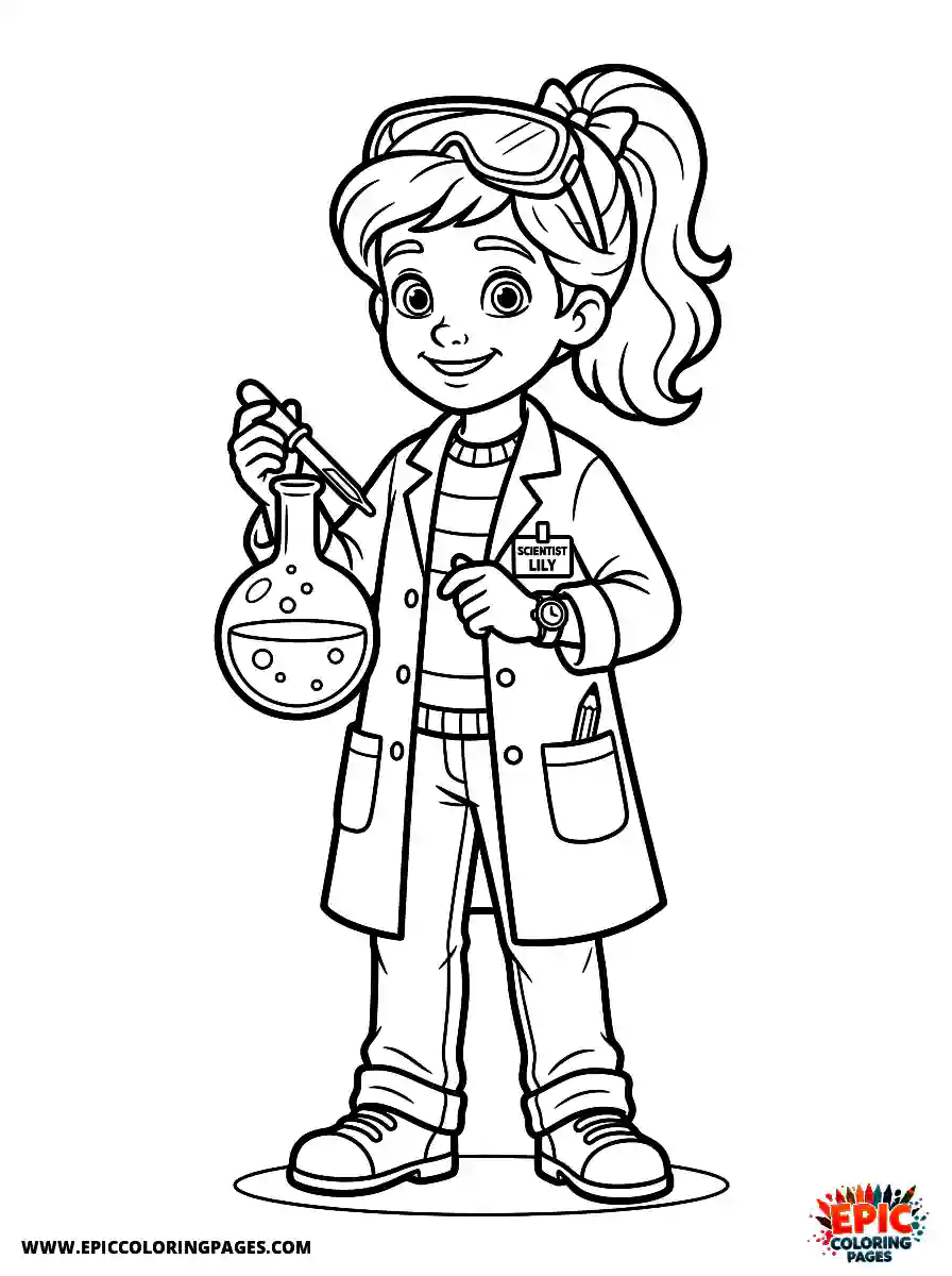 2D Disney Style Girl 2d disney style girl dressed as scientist in lab