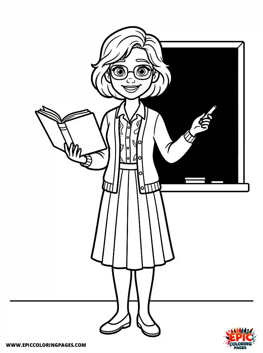 2D Disney Style Girl 2d disney style girl dressed as teacher in classroom