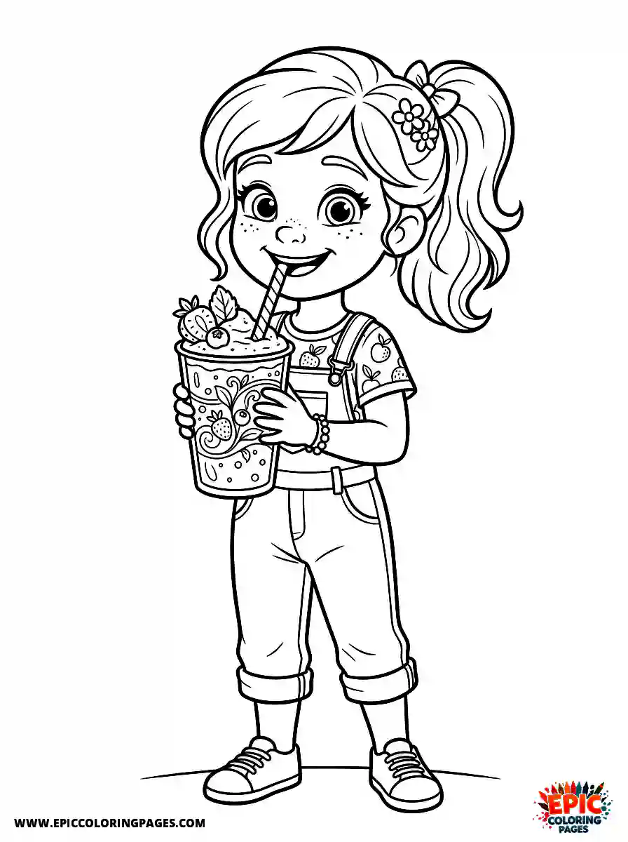 2D Disney Style Girl 2d disney style girl drinking healthy snack smoothie