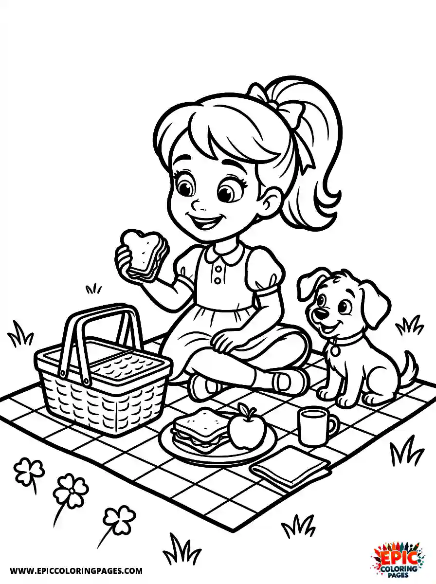 2D Disney Style Girl 2d disney style girl having picnic in park