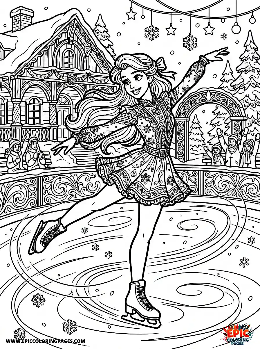 2D Disney Style Girl 2d disney style girl ice skating on rink
