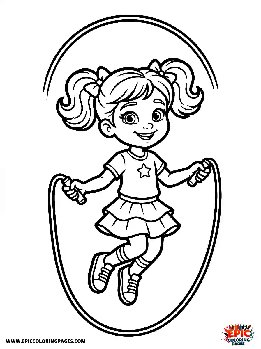 2D Disney Style Girl 2d disney style girl jumping rope at playground