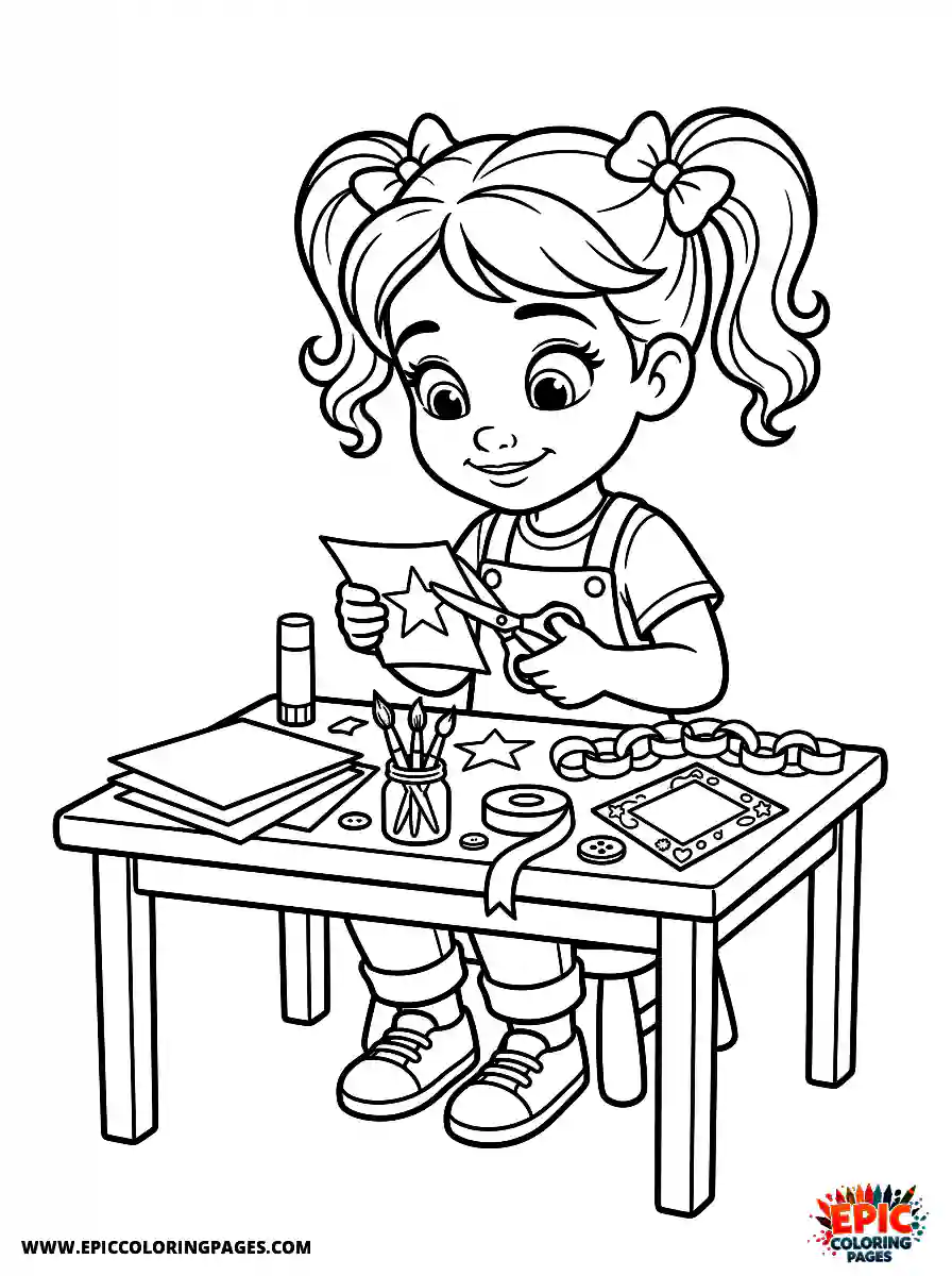 2D Disney Style Girl 2d disney style girl making crafts at home