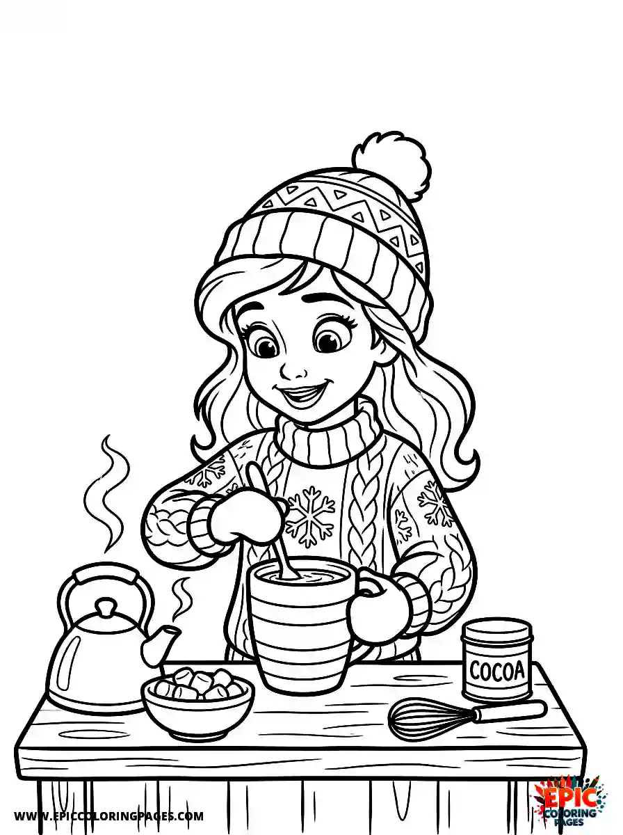 2D Disney Style Girl 2d disney style girl making hot chocolate in winter
