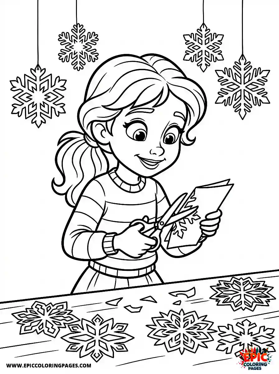 2D Disney Style Girl 2d disney style girl making snowflake decorations