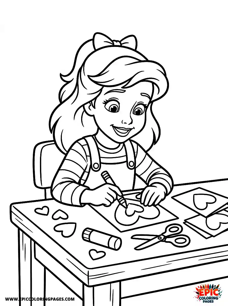 2D Disney Style Girl 2d disney style girl making valentine cards
