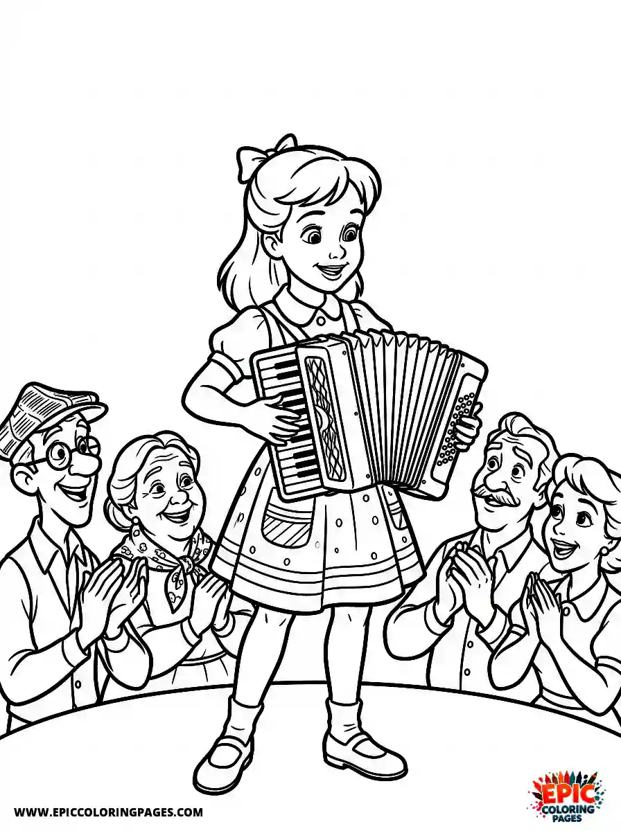2D Disney Style Girl 2d disney style girl performing playing accordion