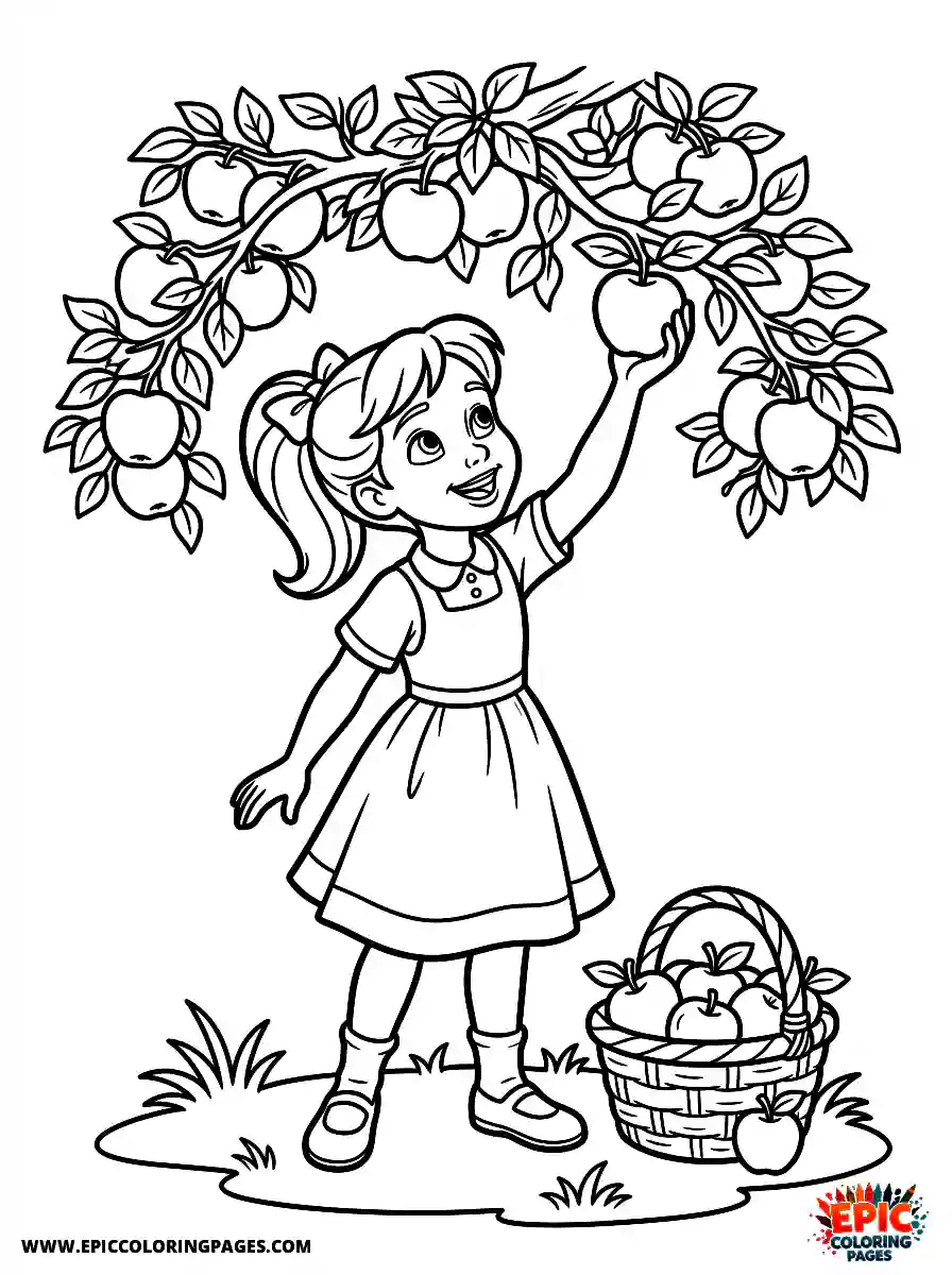 2D Disney Style Girl 2d disney style girl picking apples in orchard