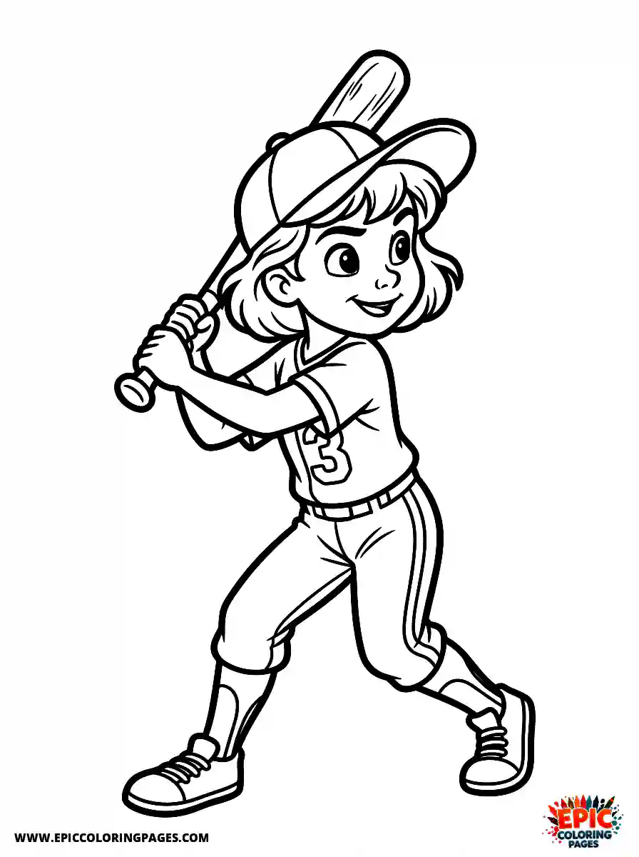 2D Disney Style Girl 2d disney style girl playing baseball at field