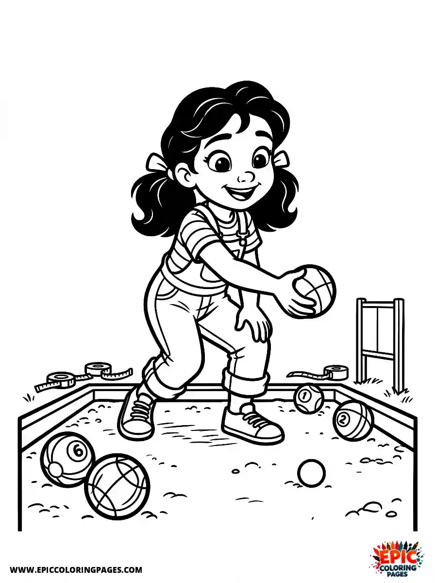 2D Disney Style Girl 2d disney style girl playing bocce ball at park