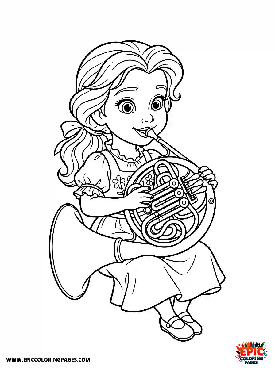 2D Disney Style Girl 2d disney style girl playing brass french horn