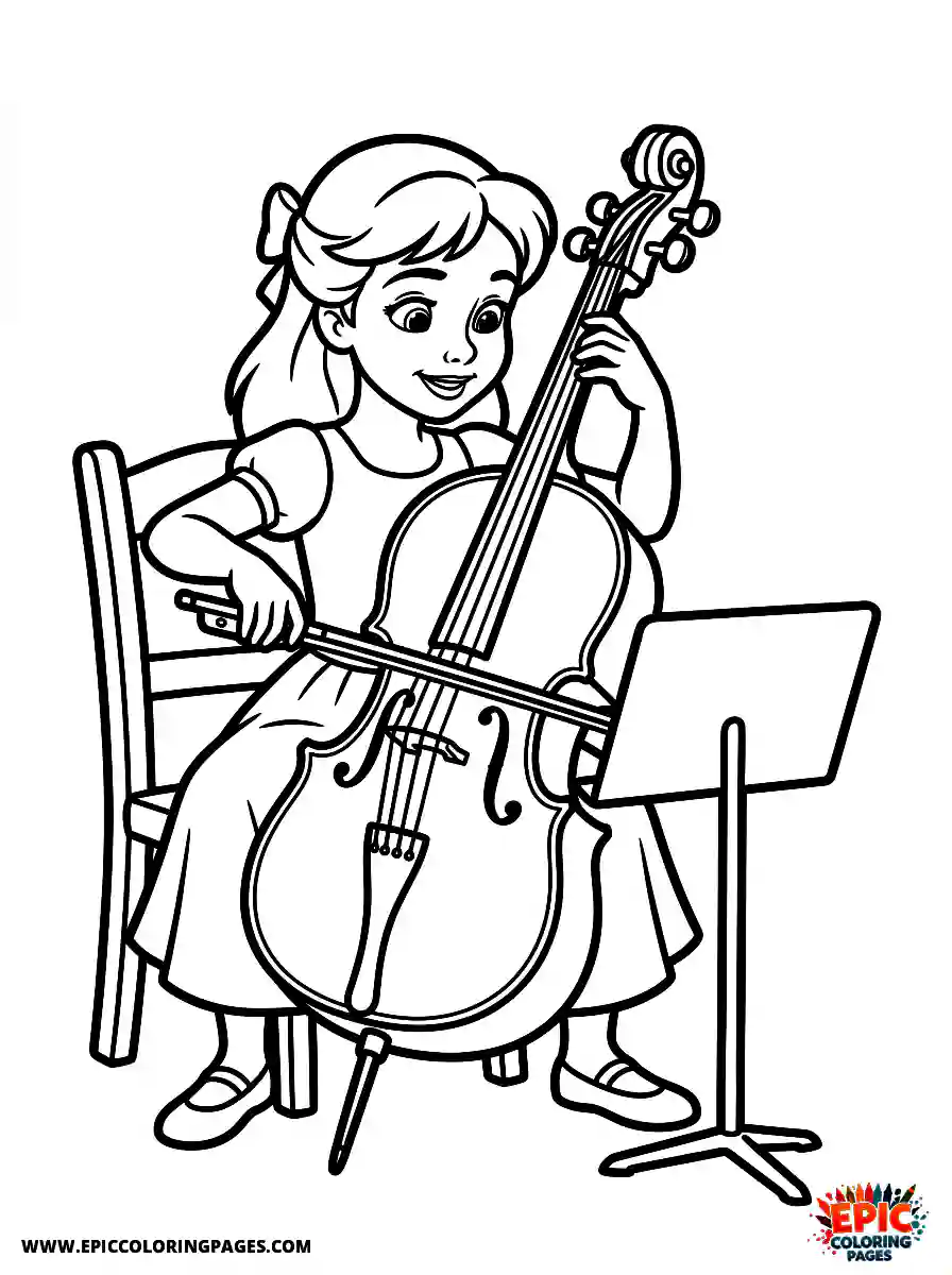 2D Disney Style Girl 2d disney style girl playing cello in recital