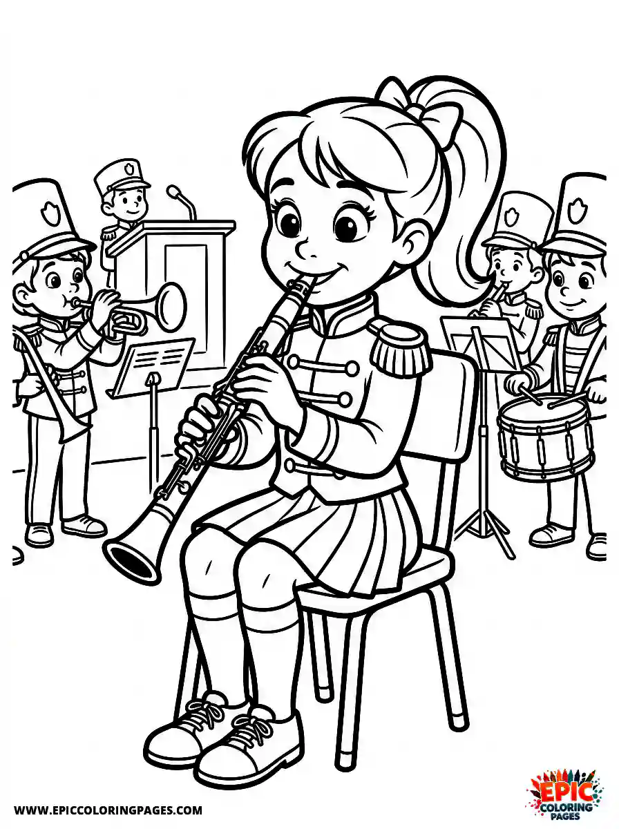 2D Disney Style Girl 2d disney style girl playing clarinet in band