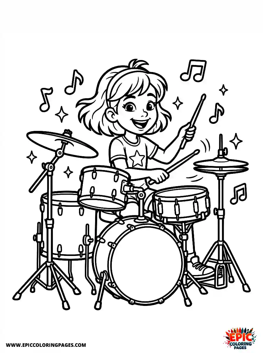 2D Disney Style Girl 2d disney style girl playing drums in band