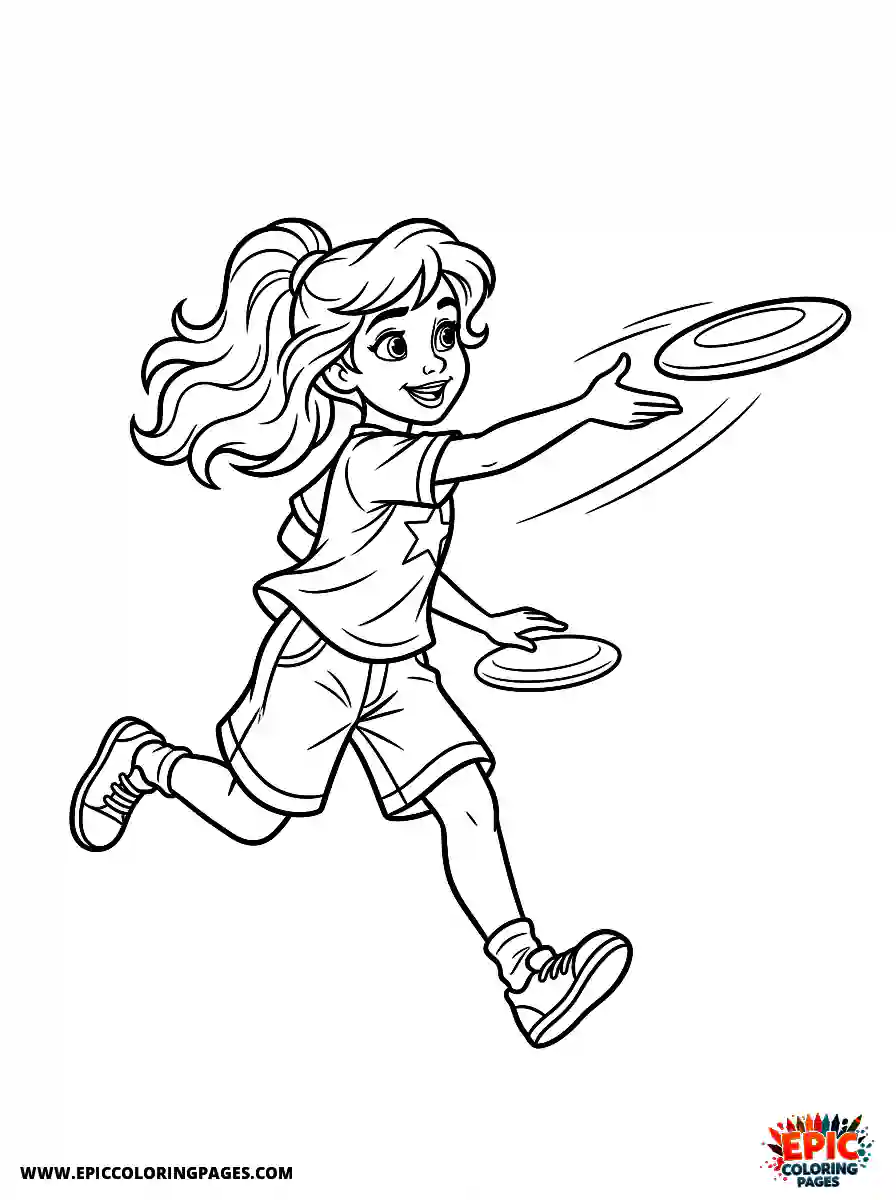 2D Disney Style Girl 2d disney style girl playing frisbee in park