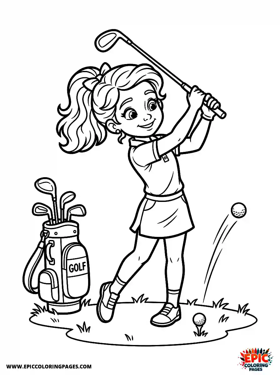 2D Disney Style Girl 2d disney style girl playing golf at course