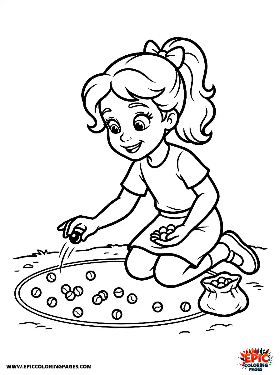2D Disney Style Girl 2d disney style girl playing marbles on ground