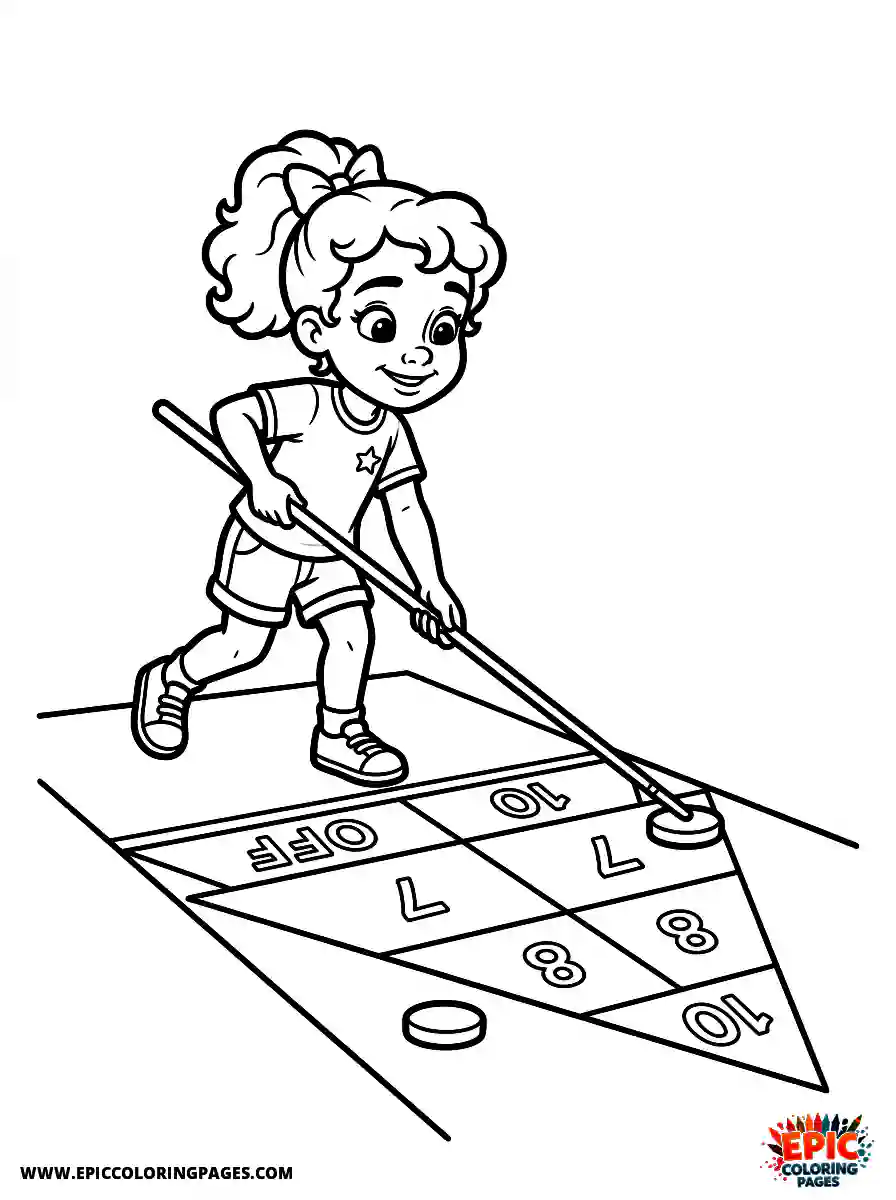 2D Disney Style Girl 2d disney style girl playing shuffleboard game