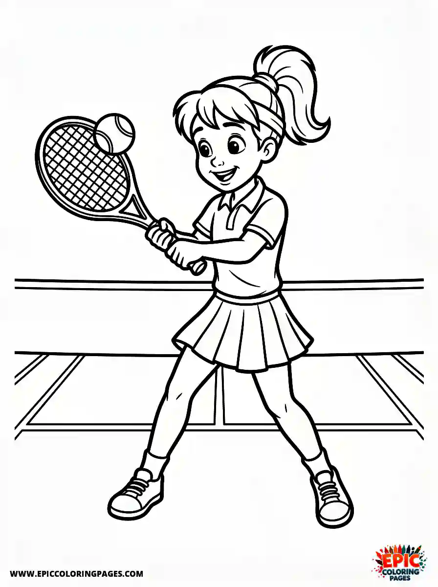 2D Disney Style Girl 2d disney style girl playing tennis at court