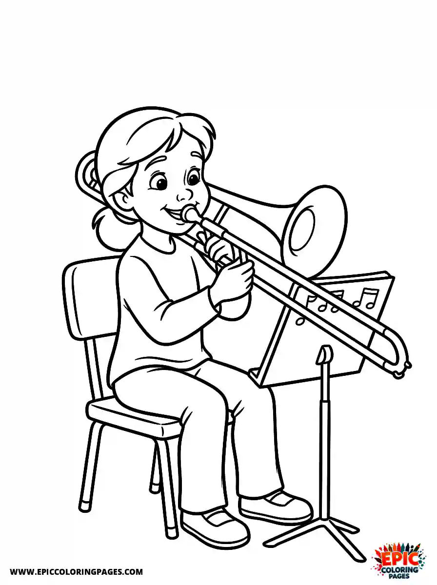 2D Disney Style Girl 2d disney style girl playing trombone in orchestra