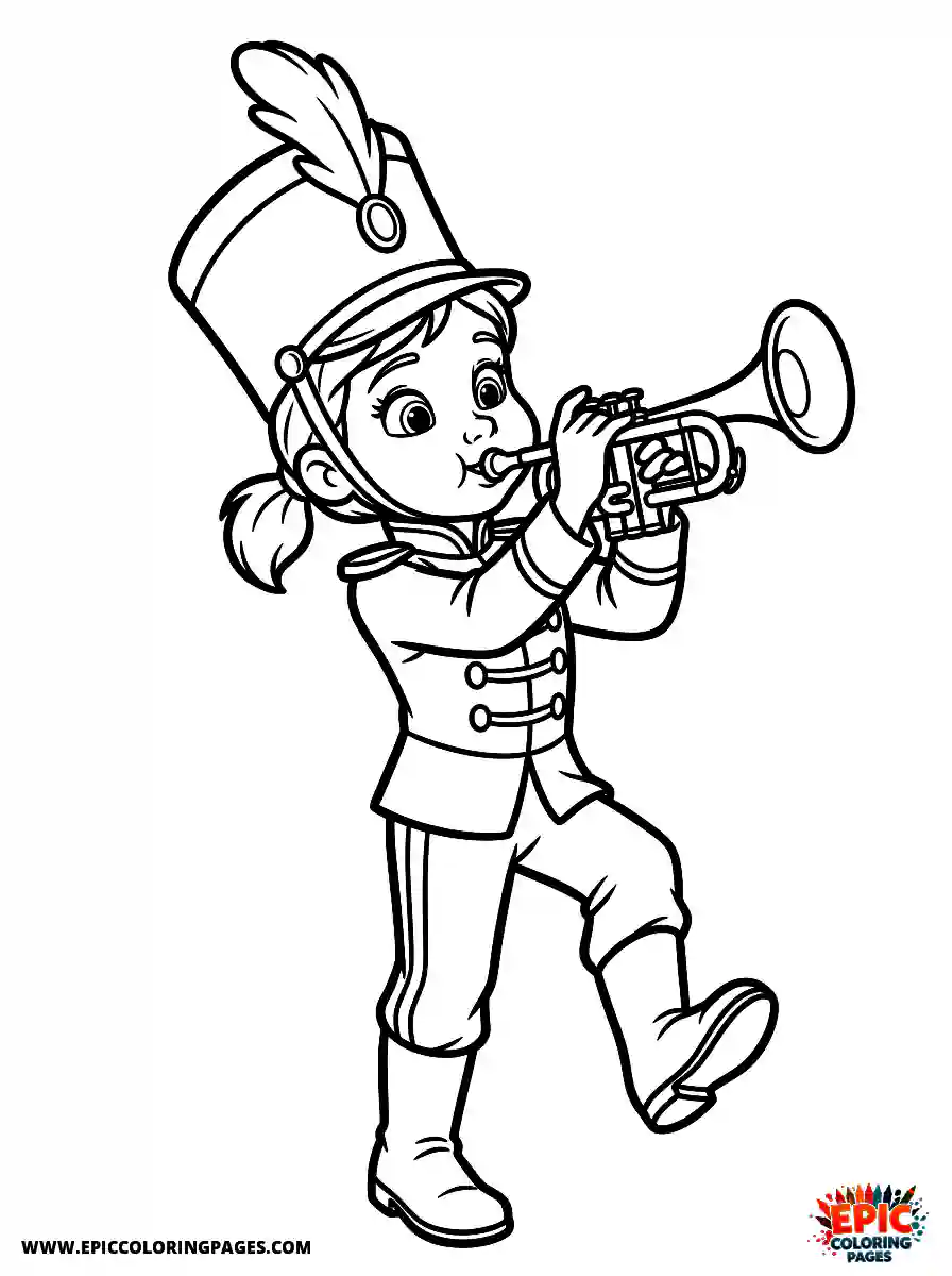 2D Disney Style Girl 2d disney style girl playing trumpet in marching band