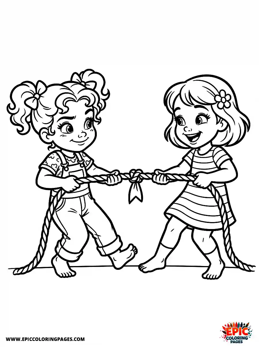2D Disney Style Girl 2d disney style girl playing tug of war game