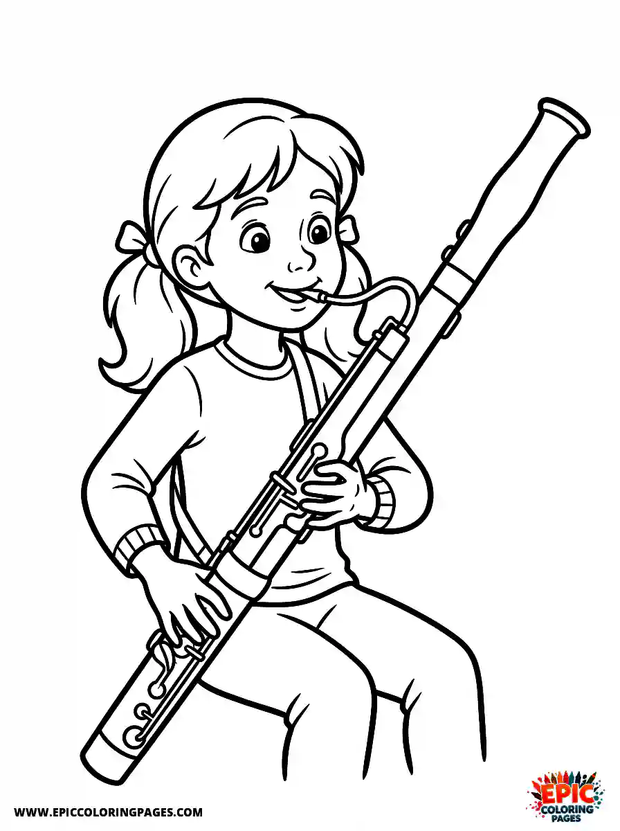 2D Disney Style Girl 2d disney style girl playing woodwind bassoon instrument