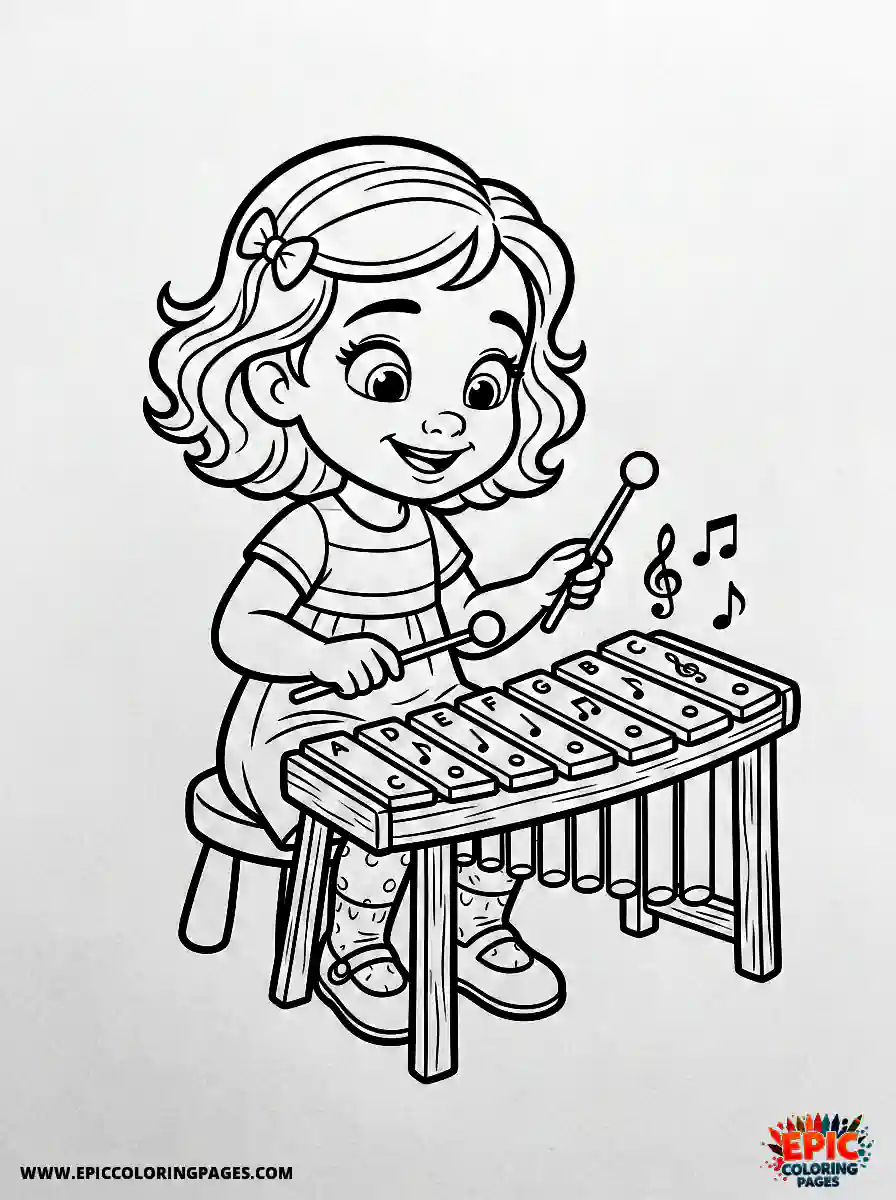 2D Disney Style Girl 2d disney style girl playing xylophone instrument