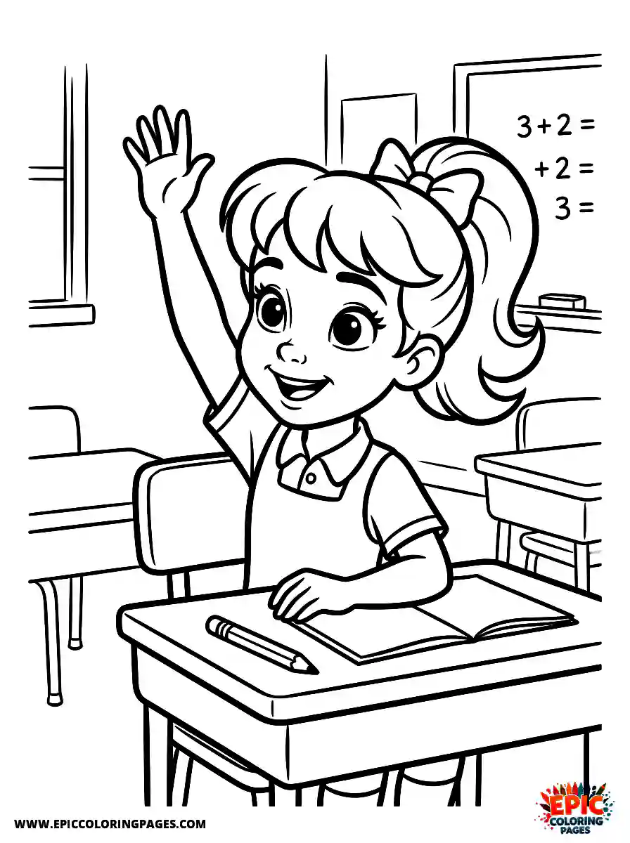 2D Disney Style Girl 2d disney style girl raising hand in school class answering question