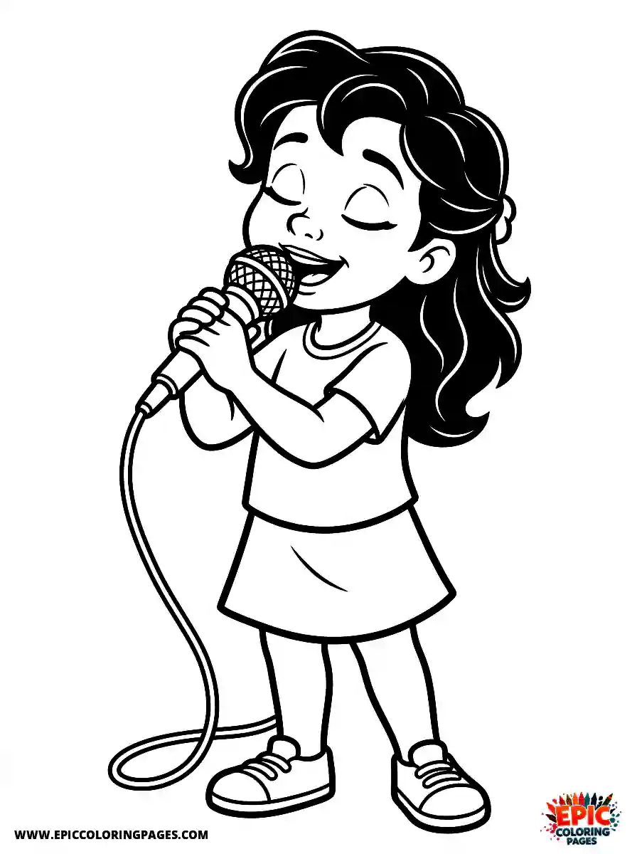 2D Disney Style Girl 2d disney style girl singing with microphone during music practice