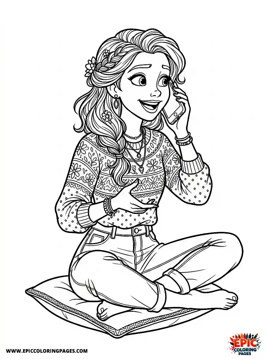 2D Disney Style Girl 2d disney style girl talking on phone with friend in bedroom
