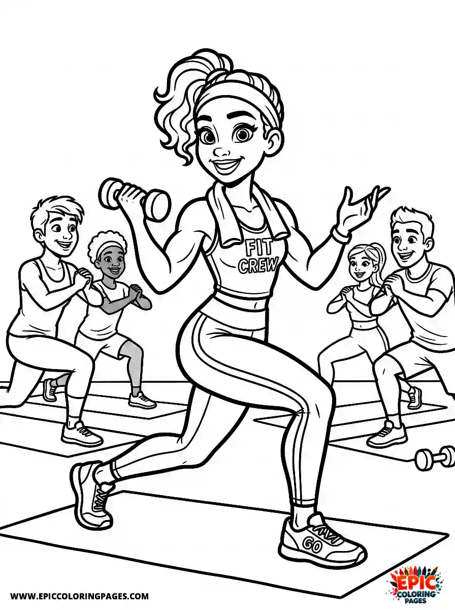 3D Disney Style Girl 3D Disney style girl fitness trainer teaching workout
