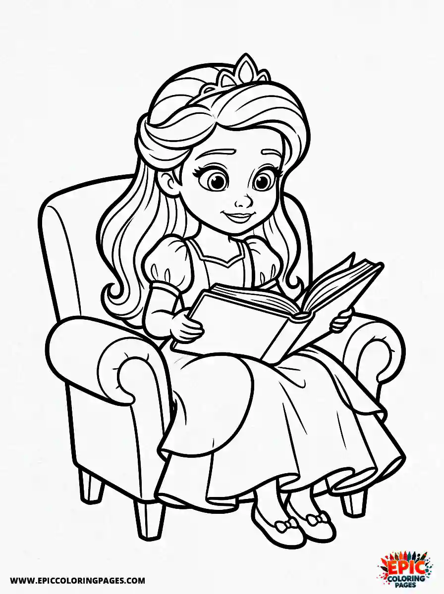 3D Disney Style Girl 3D Disney style girl princess reading book in castle bedroom