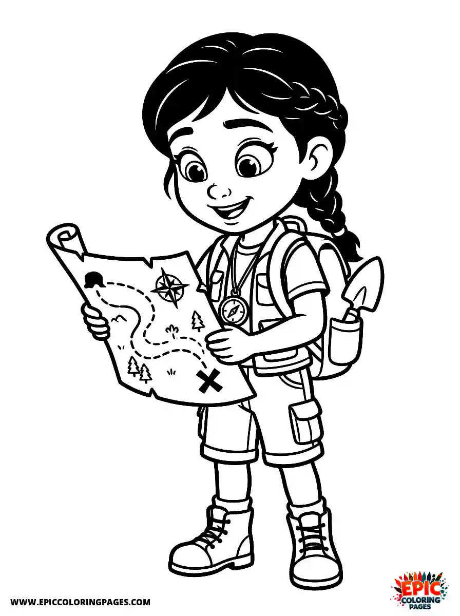3D Disney Style Girl 3D Disney style girl treasure hunting with map