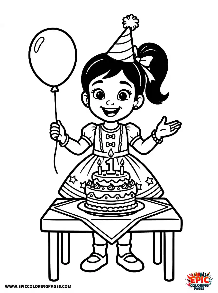 2D Disney Style Girl adorable 2d disney style girl celebrating birthday with cake