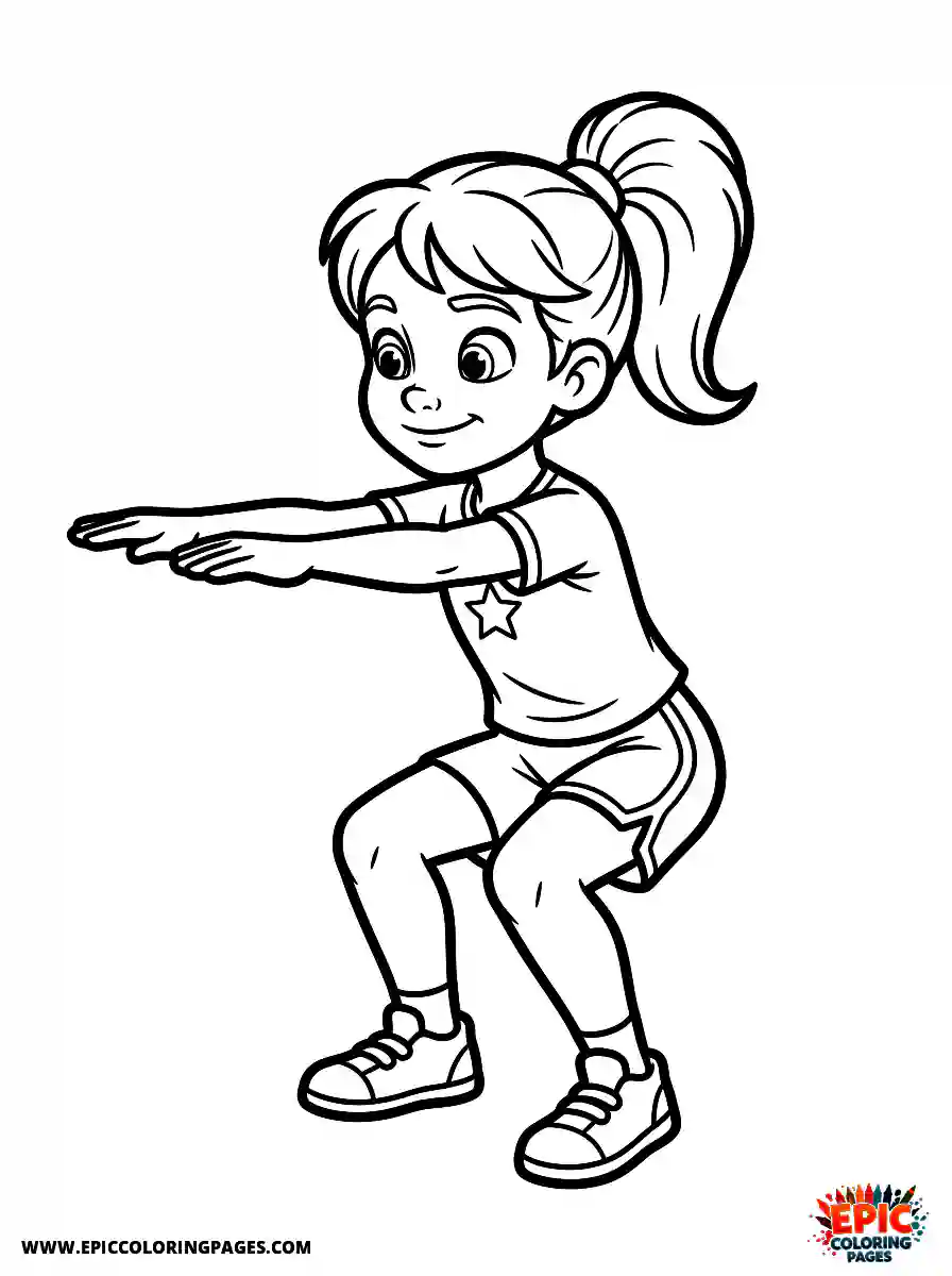 2D Disney Style Girl adorable 2d disney style girl doing squats strength training