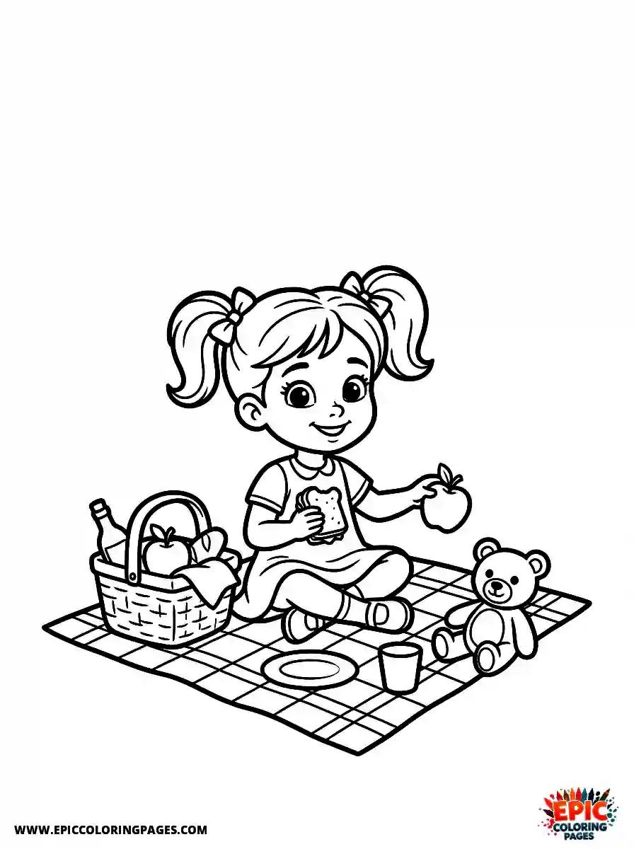2D Disney Style Girl adorable 2d disney style girl having picnic in park