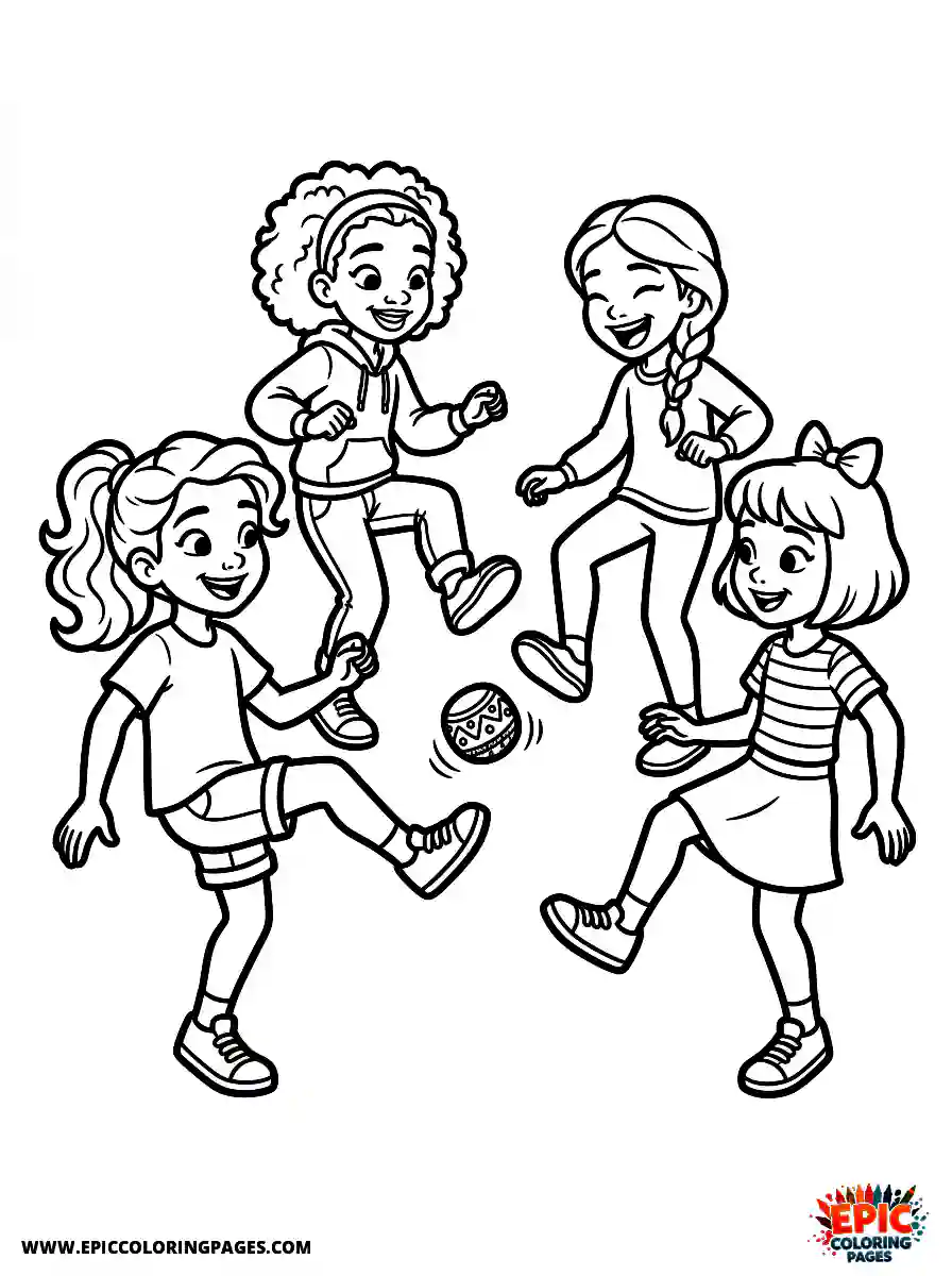 2D Disney Style Girl adorable 2d disney style girl playing hacky sack in circle