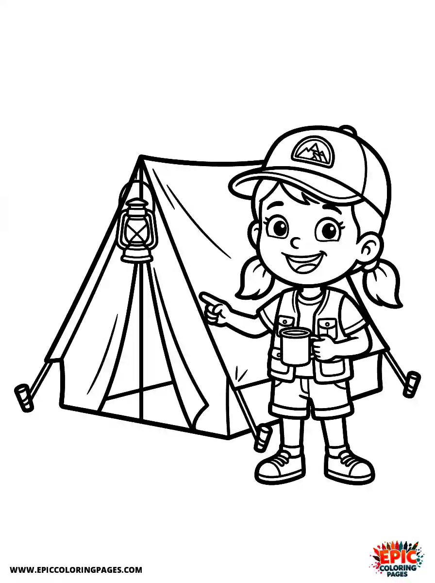 Cartoon Girl cartoon girl camping tent outdoor adventure
