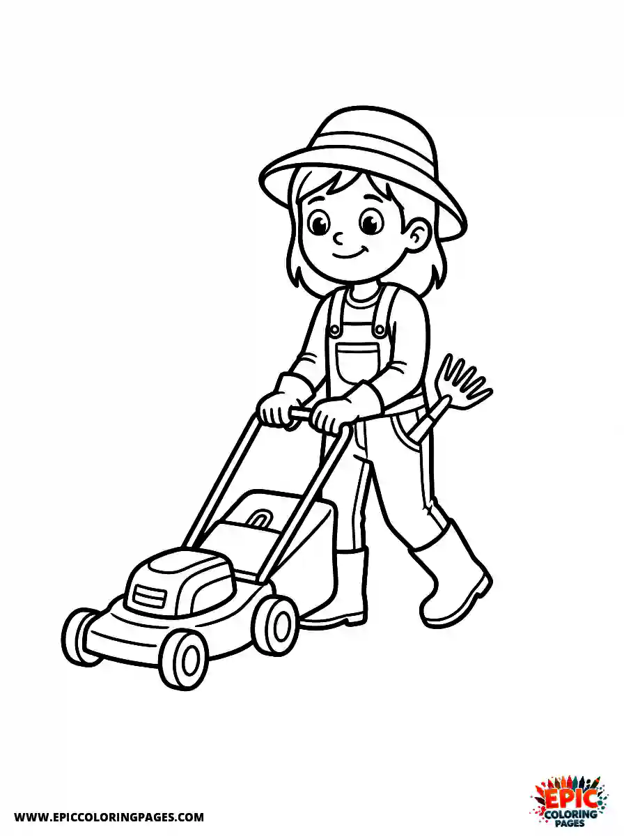 Cartoon Girl cartoon girl landscaper gardening lawn care