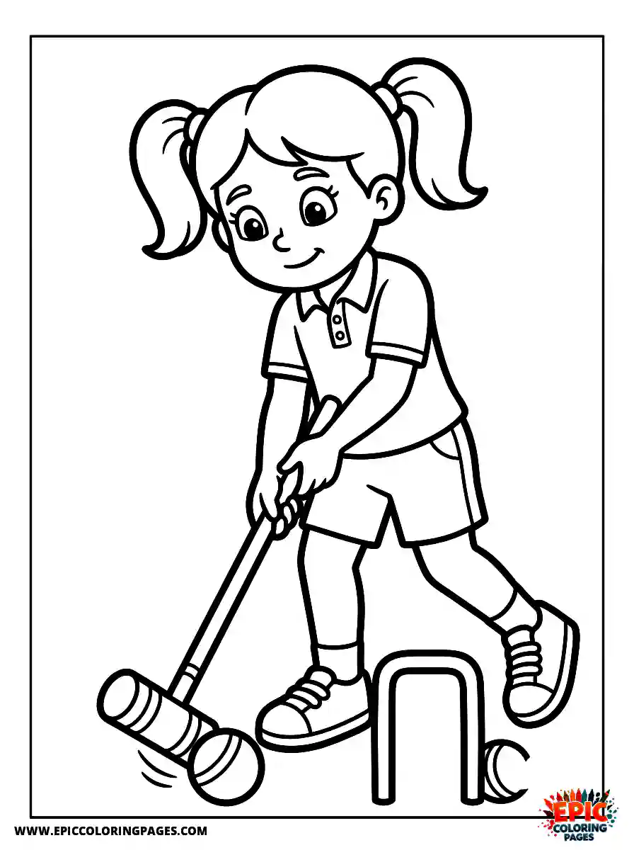Cartoon Girl cartoon girl playing croquet lawn sport