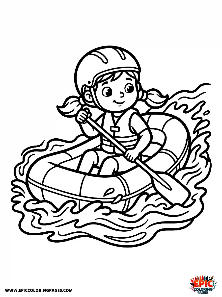 Cartoon Girl cartoon girl white water rafting rapids