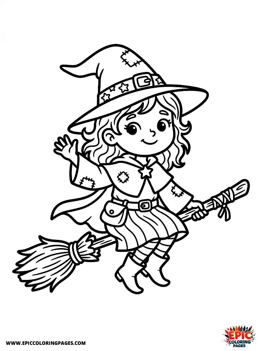 Cartoon Girl cartoon girl witch hat broomstick halloween