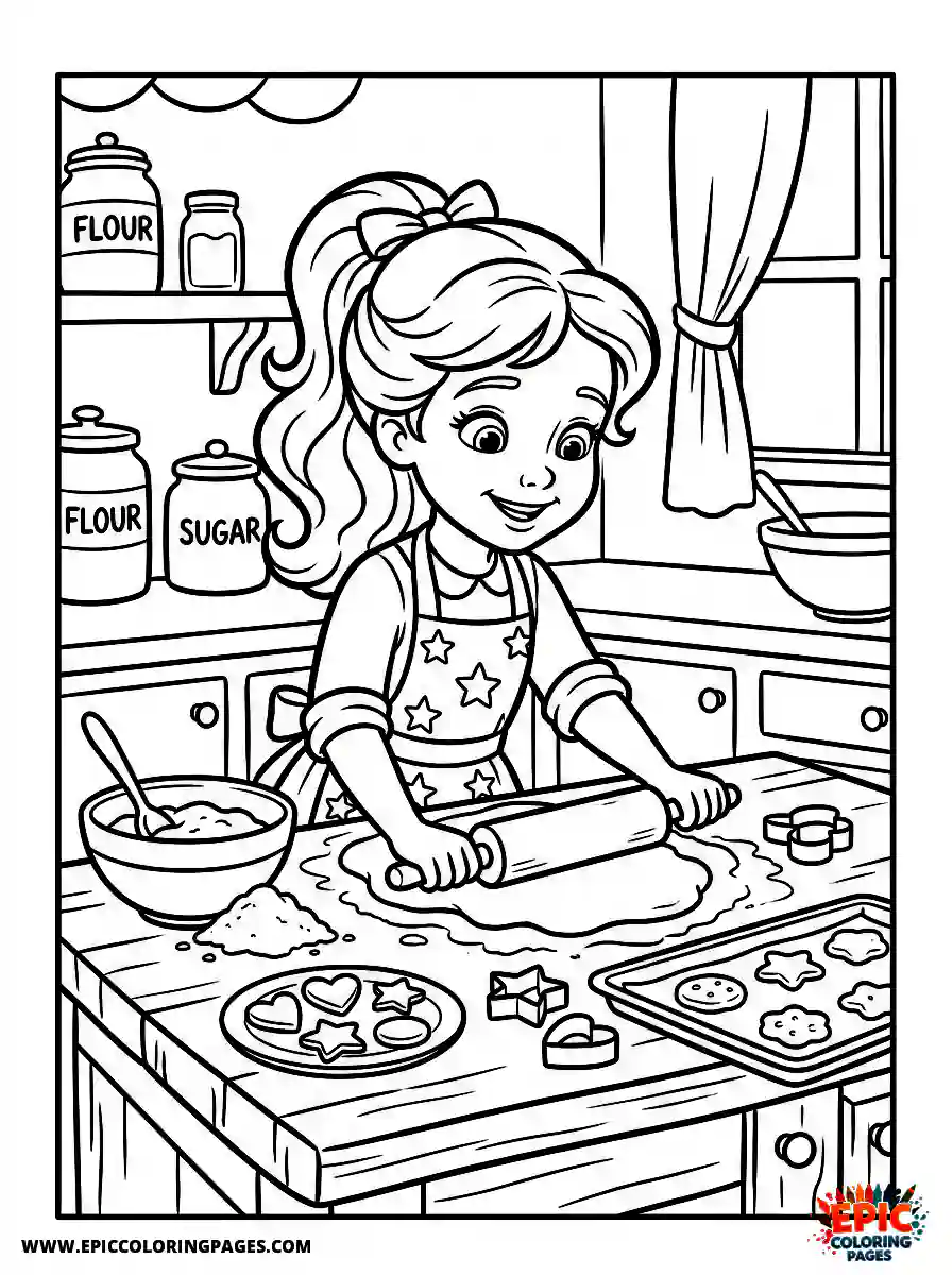 2D Disney Style Girl cute 2d disney style girl baking sugar cookies