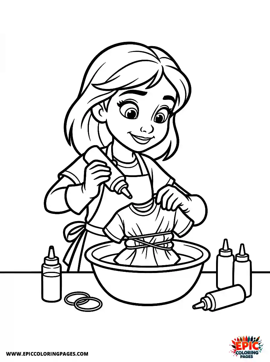 2D Disney Style Girl cute 2d disney style girl crafting tiedye shirt