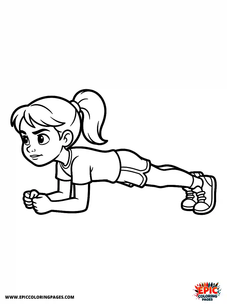 2D Disney Style Girl cute 2d disney style girl doing plank fitness exercise