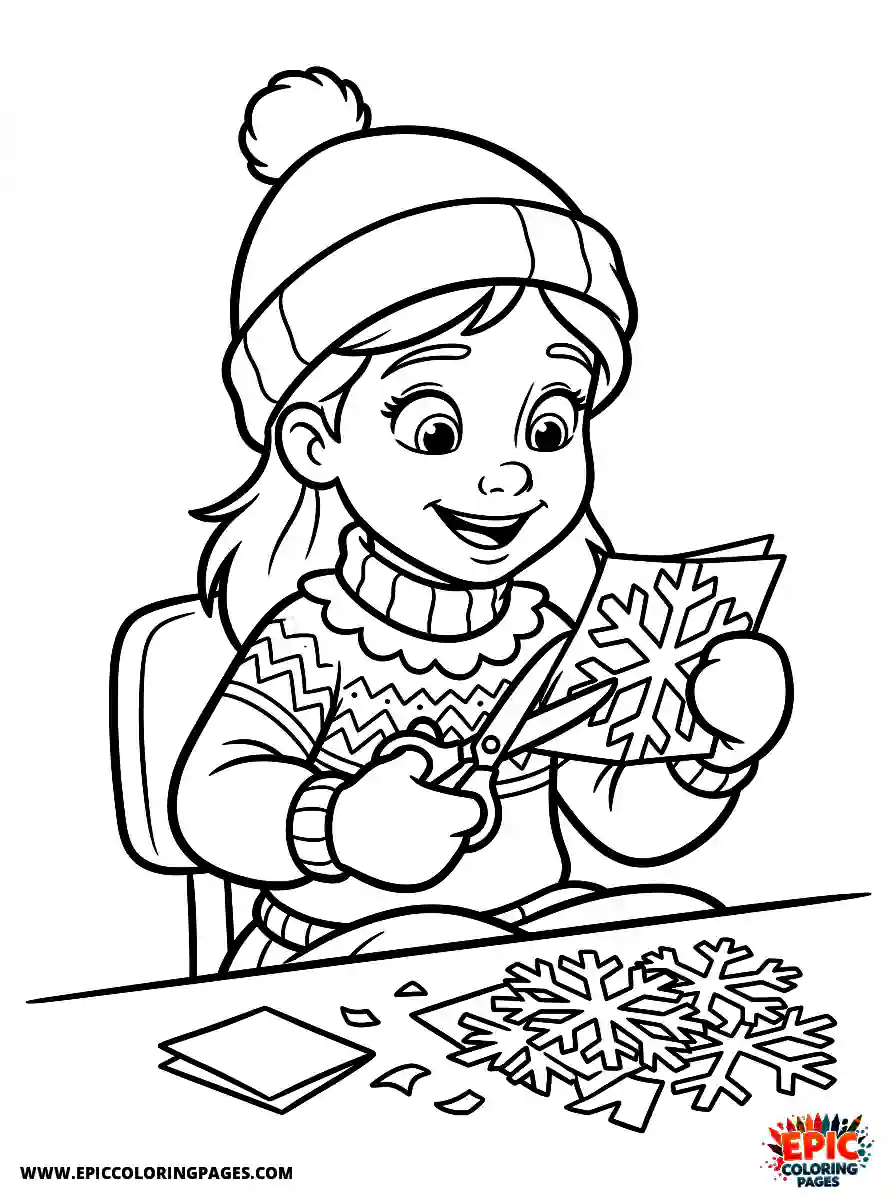 2D Disney Style Girl cute 2d disney style girl making snowflake decorations