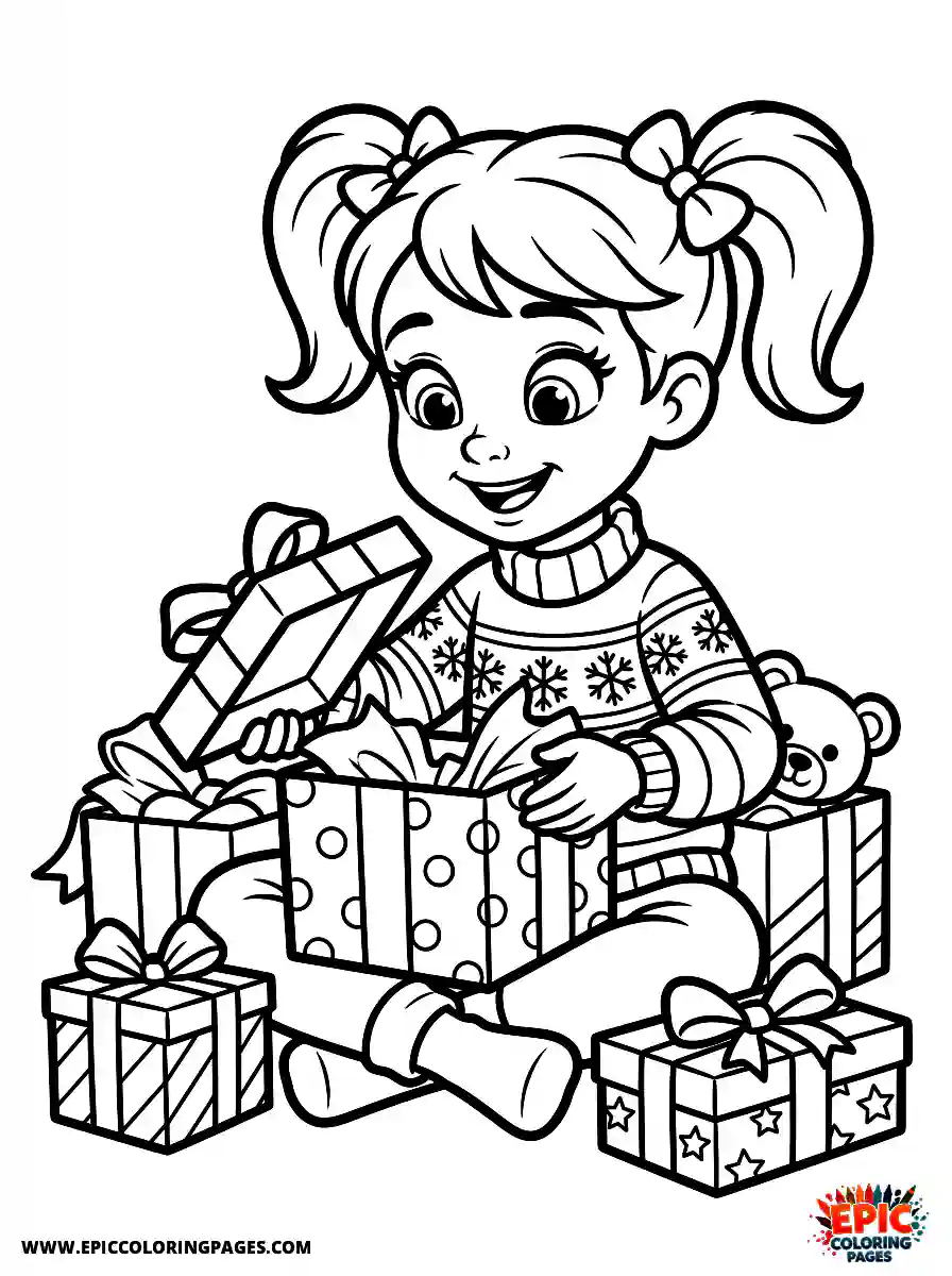 2D Disney Style Girl cute 2d disney style girl opening christmas presents
